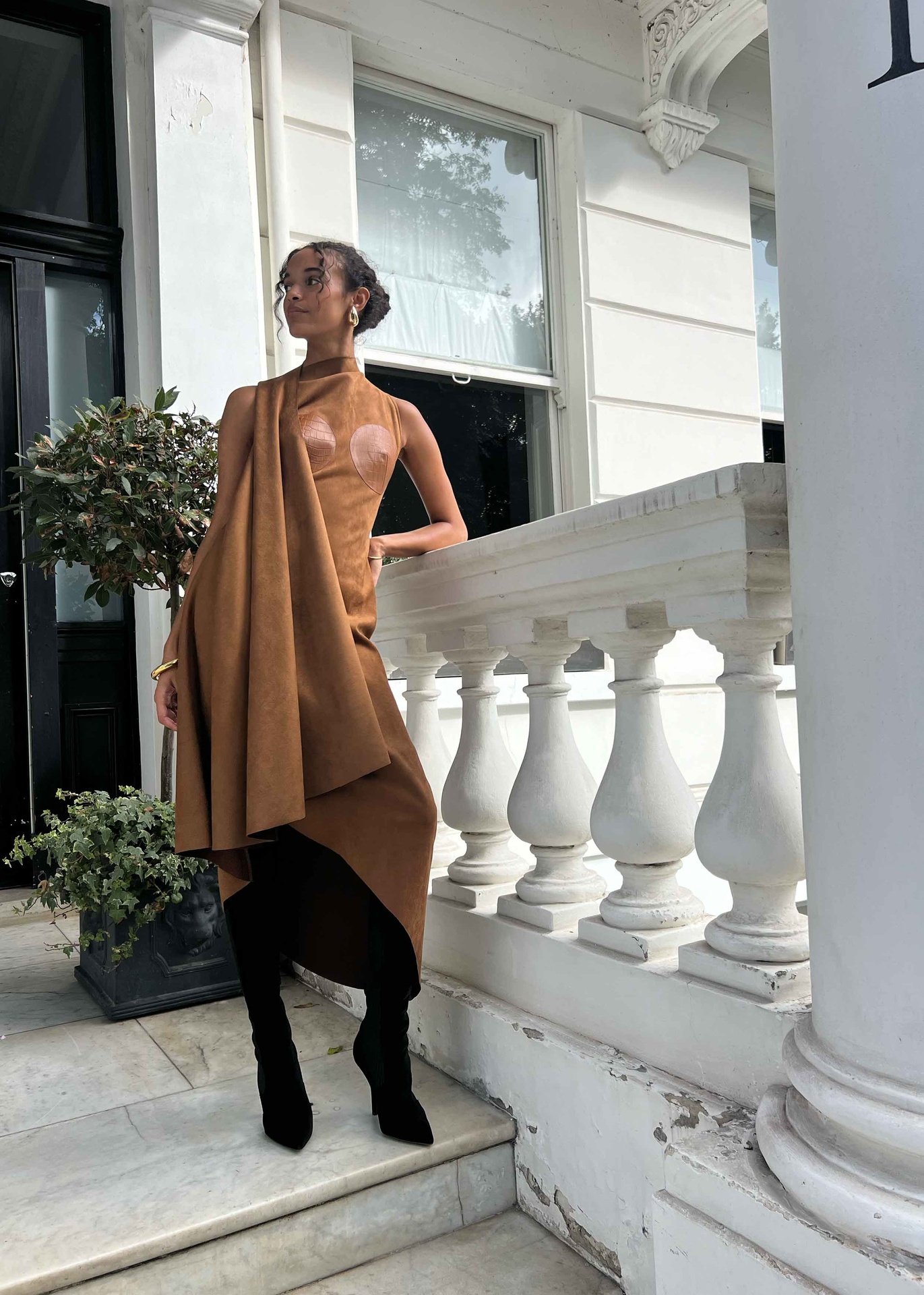 Cognac Suede Dress
